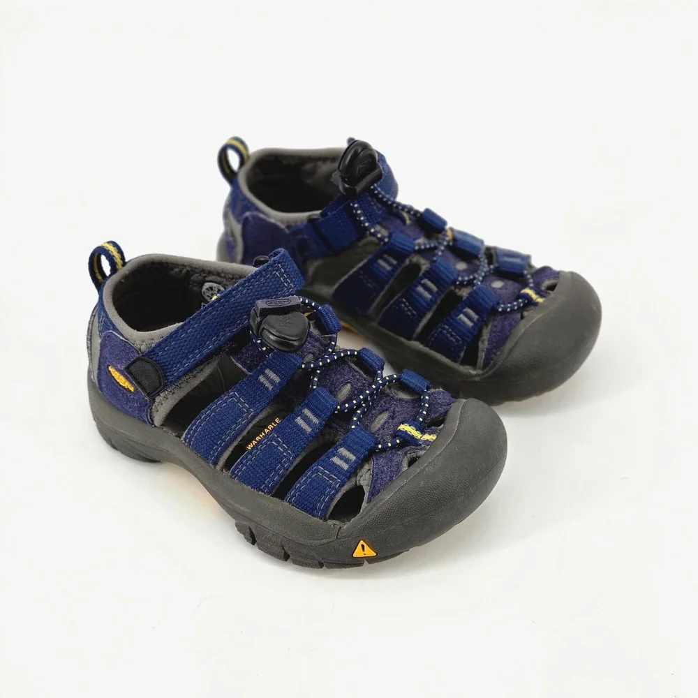 KEEN Newport H2 Kids Blue Yellow Waterproof Trail Hiking Sport Sandals 10 EUC